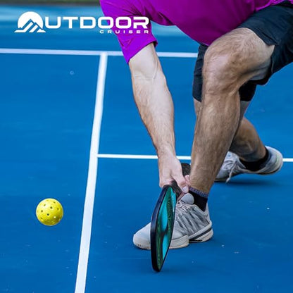 Outdoor Cruiser Pickleball Paddle Set – USAPA Approved, Premium Fiberglass Paddles with Lightweight Shock-Absorbing Grip, Includes 2 Rackets, 4 Balls, Grip Tapes, and Sling Carry Bag - color: Waves