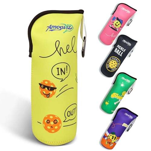 Pickleball Ball Holder - 1 Pc Pickle Ball Storage Bag, Portable Tennis Pouch with Hook for Fence, Premium Neoprene Material Bottle Holder, Pickleball Accessory Black Red Green Yellow Color - color: Yellow