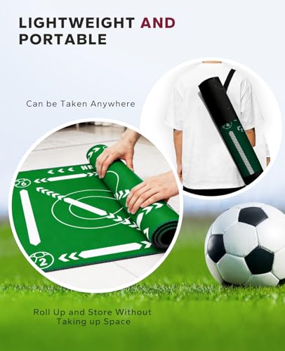 HAPBEAR Soccer Training Mat - 0.2" Thickened Professional Footwork & Ball Mastery Equipment - Anti-Slip Silent Football Practice Mat for Home & Gym - All Ages Speed Agility Trainer - color: Green