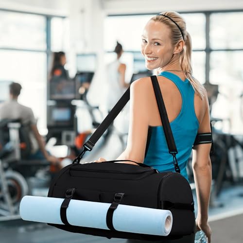 MIYCOO Gym Bag for Men Women with Shoes Compartment - Duffle Bag, Travel Backpack, Sports Backpack, Weekender Overnight Bag with Wet Pocket - Dark Blue - color: Dark Blue -Style2