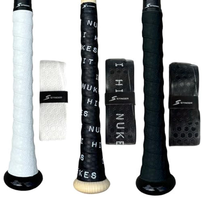 Stinger Sports Premium Polymer Bat Grip (Baseball and Softball) - color: 3-Pack: Black/White/I Hit Nukes