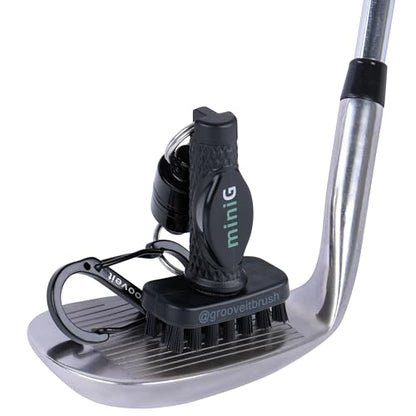 miniG by Grooveit, Golf's #1 Brush, The Dry Scrubber Golf Club Brush, Compact Golf Club Cleaner with Detachable Magnet, Heavy-Duty Nylon Bristles, 3-Year Warranty, Used on All Pro Tours, Veteran Owned
