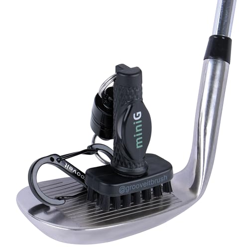 miniG by Grooveit, Golf's #1 Brush, The Dry Scrubber Golf Club Brush, Compact Golf Club Cleaner with Detachable Magnet, Heavy-Duty Nylon Bristles, 3-Year Warranty, Used on All Pro Tours, Veteran Owned