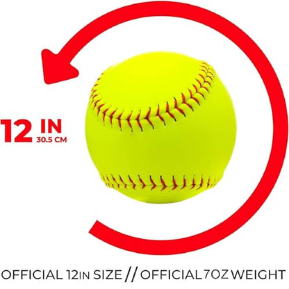 Rarapop Sports Fastpitch Softballs, Official Size and Weight Practice Softball, Unmarked & Leather Covered Training Ball for Games, Practice and Training(Yellow, 12 Inch) - style: 4 Pack