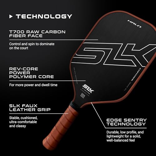 Selkirk Sport SLK Halo Raw Carbon Fiber Pickleball Paddle | Power, Pro and Control Pickleball Paddles | T700, 18K Ultraweave, Aramid Fiber LinkWeave | Designed & Controlled in USA - color: Control | Black | 2024, size: Max (All - Around Paddle)