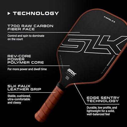 Selkirk Sport SLK Halo Raw Carbon Fiber Pickleball Paddle | Power, Pro and Control Pickleball Paddles | T700, 18K Ultraweave, Aramid Fiber LinkWeave | Designed & Controlled in USA - color: Control | Black | 2024, size: Max (All - Around Paddle)