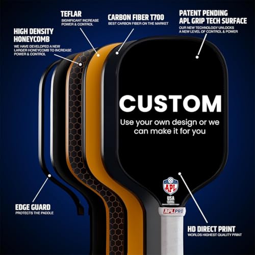 APL Custom Pickleball Paddle | Personalized with Double Sided Photo, Logo & Text | USAPA Approved T700 Carbon Fiber Surface for Power, Spin & Control | Lightweight DIY Gift for Friends & Family