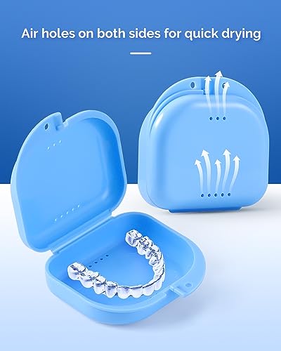 JMU Retainer Case with Vent Holes, Orthodontic Retainer Case Mouth Guard Case with Tight Snap Closure, Light Blue - color: Light Blue