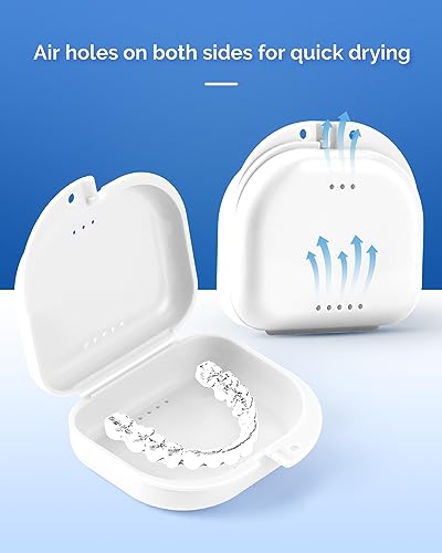 JMU Retainer Case with Vent Holes, Orthodontic Storage Case, Travel Box for Aligner & Mouth Guard (2 Pcs, White and Black) - color: White/Black