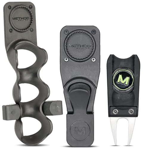 Method Golf MagStack Accessory Pro Pack –Golf Ball & Tee Holder, Glove & Scorecard Clip Plus 5-in-1 Divot Repair Tool – Premium Accessories for Golf Carts, Push Carts & Bags