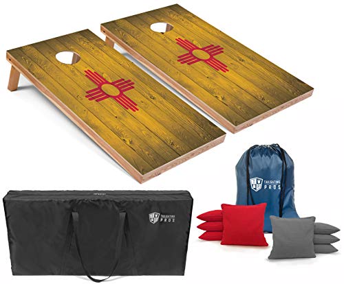 Tailgating Pros Regulation Flag Cornhole Board Sets Includes 8 Bean Bags and Carrying Totes 4'x2' Flag Toss Game Several Corn Hole Board Designs to Choose from! - color: New Mexico Flag