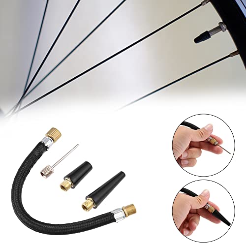 X AUTOHAUX 1 Set Portable Air Pump with Inflation Needle Tapered Nozzle Extension Hose for Bicycle Wheel Tire Inflator