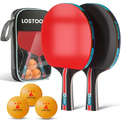 Professional Ping Pong Paddles Set of 2/4 with Portable Oxford Cloth Ping Pong Case and 3 Star Balls, Table Tennis Paddles for Adults and Family Outdoor Games - color: Black