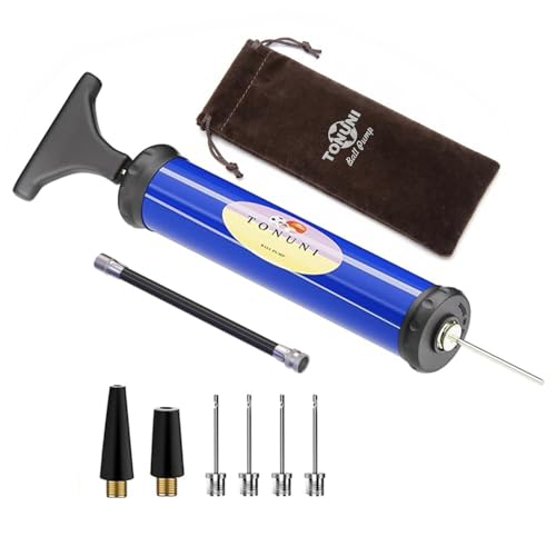 Portable Air Pump,Ball Pump Inflator Kit with Needle,Nozzle, Extension Hose for Soccer Basketball Football Volleyball Water Polo Rugby Exercise Sports Ball Balloon Swim Inflatables - color: BLUE