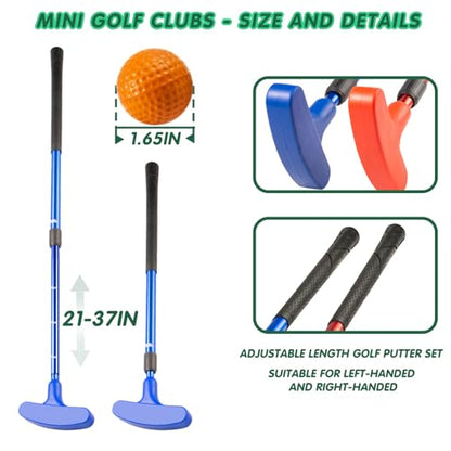 Mini Putting Set, Build Your Own Course at Home, the Office or On the Green, Includes 6 Pack Golf Putting Cups with Flags, 2 Pack Mini Golf Clubs and 10 Pack Foam Golf Balls