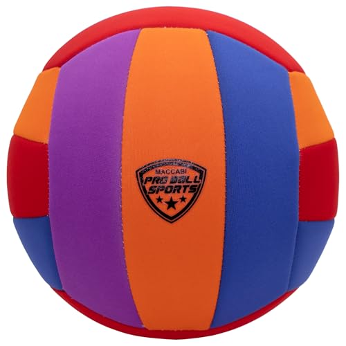 Maccabi Pro Ball Sports Soft Soccer Ball Size 4 - Indoor Padded Training Ball for Kids and Adults - Safe for House Play, Juggling & Practice - High-Visibility Multicolor Design - color: Volleyball