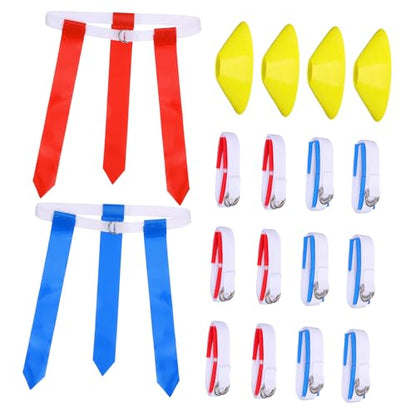 Flag Football Accessory Kit 12 Belts 4 Cones Football Flags Set Perfect for Youth Adult Players