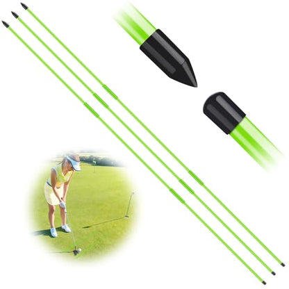 FINGER TEN Golf Alignment Sticks Rods Swing Trainer Tools 43 Inch 2 Or 3 Pack, Fits in Golf Bag Tour Stickers Practice Training Aid - color: 3 Pack Green
