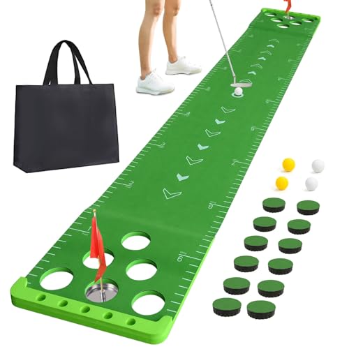 Golf Putting Game Set with Front Border for Indoor & Outdoor,Golf Putting Green Mat Include 4 Balls,1 Portable Bag,2 Flags&Cups,Practice Training Aid for Backyard,Party,Office - color: Velvet
