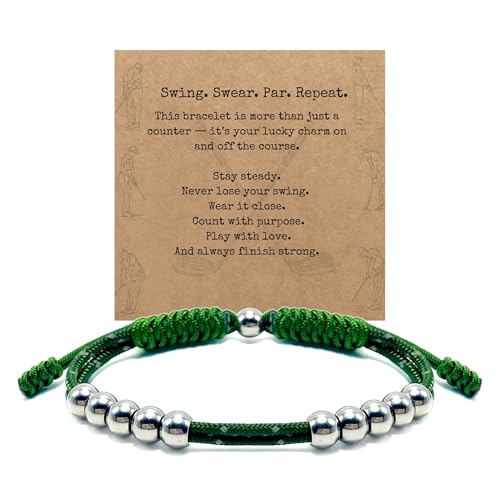 Golf Score Counter Bracelet, 10 Stainless Steel Beads, 2mm Cord Adjustable Golf Stroke Tracking Baseball Swimming Sport Golf Gift for Men and Women - style: Military Reflective