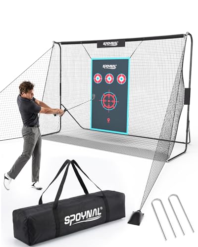 Golf Practice Net 10×7ft with Auto Ball Return, Portable Golf Net for Backyard & Indoor Training, Heavy-Duty Golf Hitting Net with Target Cloth & Carry Bag for Driving, Chipping & Swing Practice