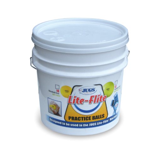 Jugs Lite-Flite Baseballs with Bucket Optic Yellow, 9-inch