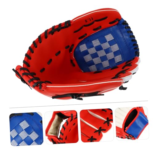 Yardwe PU Leather Baseball Glove Infielder Pitcher Training Protective Mitt Red Flexible Thickened Cushioning for Youth and Adult Players
