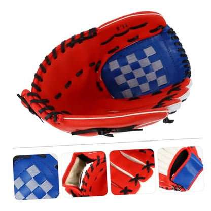 Yardwe PU Leather Baseball Glove Infielder Pitcher Training Protective Mitt Red Flexible Thickened Cushioning for Youth and Adult Players