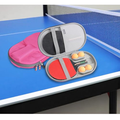 Carrying Case for Ping Pong Paddles/Table Tennis Paddles/Racquet Cyber Shape Hexagon,Fits for 2 Paddles and 4 balls - color: Large Pink