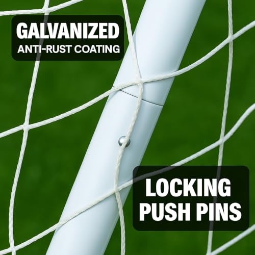 12 x 6 Ft. Powder Coated Galvanized Steel Soccer Goal w/Net. 12x6 Foot AYSO Regulation Size Portable Training Aid. Ultimate Backyard Goal, All Weather, One Year Warranty. New - color: White, size: 12x6 w/Extra Net