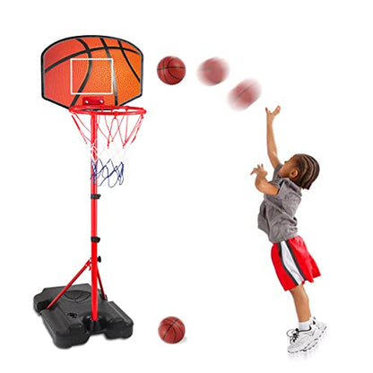 Kids Basketball Hoop for 1 2 3 4 5 6 Year Old Stand Adjustable Height 3.5ft-5.3ft Toddler Boy Basketball Hoop Indoor Mini Basketball Hoops Goal Ball Games Toys for Girl Boy Age 1-3 2-4 3-5