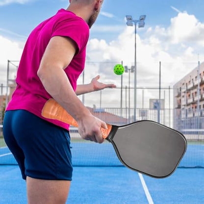 Sweet Spots Shot Paddle Swing Training Pickleballs Trainer Practice with Long Handle - color: brown handle