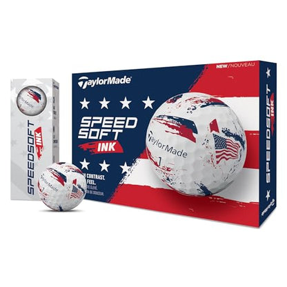 TaylorMade SpeedSoft Golf Balls, Maximum Distance with Ultra-Soft Feel, Perfect for Off The Tee and Around The Green - color: USA, style: 2025