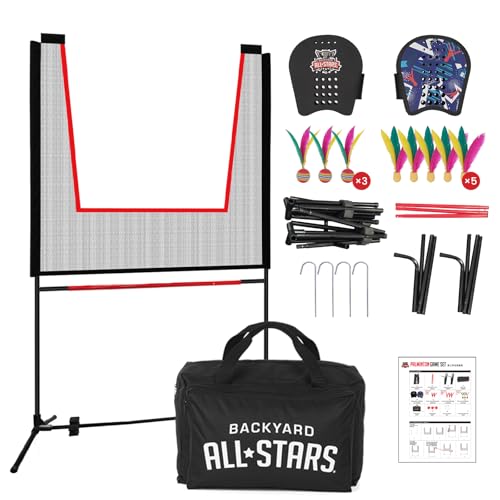 Paddle Game Set with Net – Portable for Indoor/Outdoor – 2 Wearable Gloves + 8 Birdies – Joint-Friendly Family Fun – Like Badminton, Pickleball & Tennis with a Twist