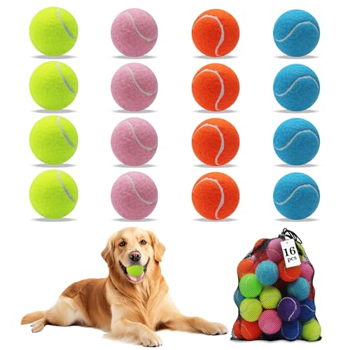 Magicorange Dog Balls, Tennis Balls for Dogs,Colorful Easy Catching Pet Playing Ball (Multicolor, 16 Pack) - color: Multicolor, size: 16 Pack