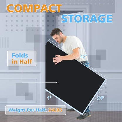 7 * 4ft Portable Ping Pong Table Top, Foldable Ping Pong Table Topper for Pool Table with Net & Premium Foam Padding - color: Black