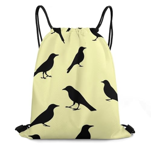 Waterproof Drawstring Bag Gym Sack Sports Backpack for Hiking Swimming Beach Yoga Gear Lightweight Unisex, Black Crow Raven Bird Bags - color: Picture (502)