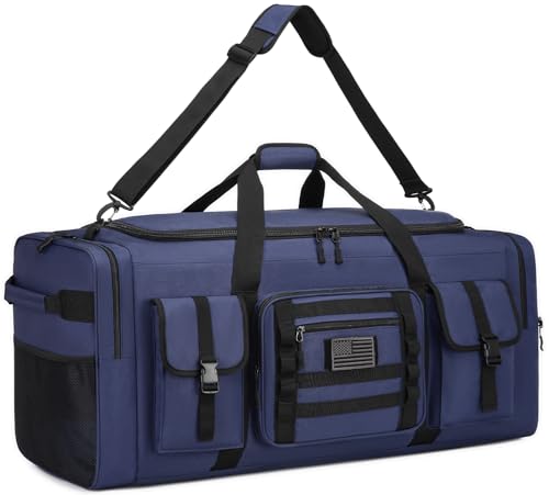 135L 37" Extra Large Duffle Bag for Men, Heavy Duty Duffle Bag for Travel with Adjustable Shoulder Strap, Sports Gym Equipment Bag for Soccer/Baseball/Basketball/Hockey - color: Blue