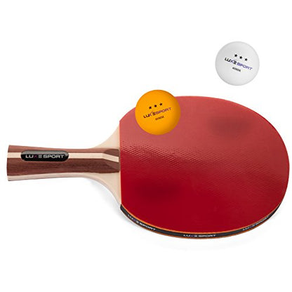 Ping Pong Paddle Set of 4 - Full Table Tennis Bundle inc. 4 Ping Pong Paddles, 8 Three Star Balls, Portable Storage Travel Bag/Case - Racket Set for 2 or 4 Players - Rec Indoor / Outdoor Games