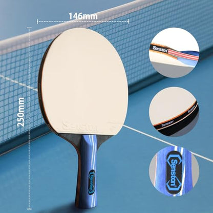 Senston Ping Pong Paddles with Carry Case, Pro Table Tennis Paddle Set of 2 with 3 Ping Pong Balls Indoor/Outdoor Play - color: Black, Red