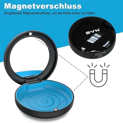 Retainer Case with Mirror, Orthodontic Dental Case for Braces, Mouth Guard, Dentures, Teeth Aligner, Night Guard Container Storage Holder Black