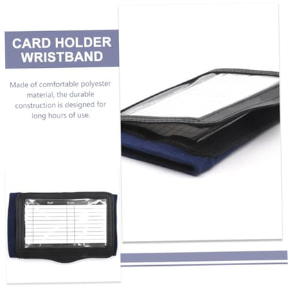 SECFOU 2 Pieces Football Strategy Card Holder Wristbands with Soft Fabric, Multi-use Card Wrist Band for Quarterback and Touch Football Coaches, Blue