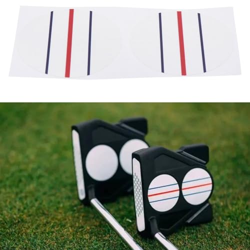 Create idea 10 Sheet (20 Circle Stickers) Golf Alignment Stickers Circle Diameter 37mm Triple Track Two Ball Putter Golf Stickers for Golf Enthusiasts, White, Dark Blue, Red