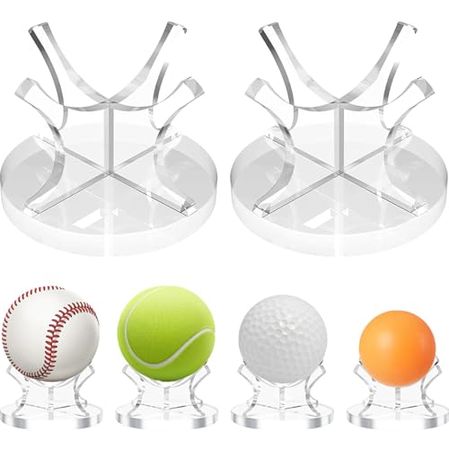 2Pcs Acrylic Baseball Holder Display Case Display for Balls Suitable for Baseball, Golf Softball, Tennis Ball Spheres, Thanksgiving Pumpkin Ball, Wooden Eggs Clear Baseball Stand