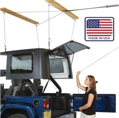 HARKEN - Truck Cap Overhead Garage Storage Hoist, Self-Leveling, Safe Anti-Drop System, Easy One-Person Operation, Smart Garage Organization - 7806.12 - size: 12 ft Ceiling, 200 lb Max