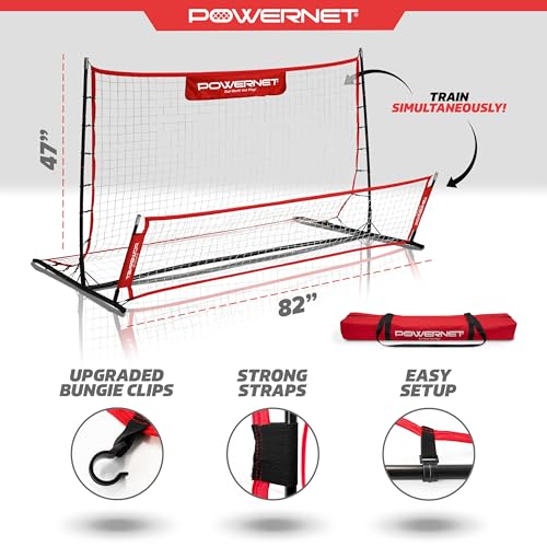 PowerNet Fast Pass Rebounder Soccer Trainer, 6 x 4 FT, Dual-Sided Soccer Net Rebounder for Passing & Ball Control, Portable Training Equipment for Solo & Team Drills