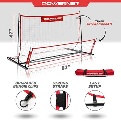 PowerNet Fast Pass Rebounder Soccer Trainer, 6 x 4 FT, Dual-Sided Soccer Net Rebounder for Passing & Ball Control, Portable Training Equipment for Solo & Team Drills