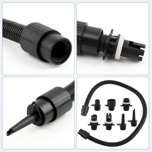 Paddle Board Pump Adapter Set Universal Sup-Air Pump Adaptor Hose with 7 Air Valve Nozzles, Paddle Board Accessories for Most SUP-Electric Air-Pump