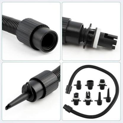 Paddle Board Pump Adapter Set Universal Sup-Air Pump Adaptor Hose with 7 Air Valve Nozzles, Paddle Board Accessories for Most SUP-Electric Air-Pump