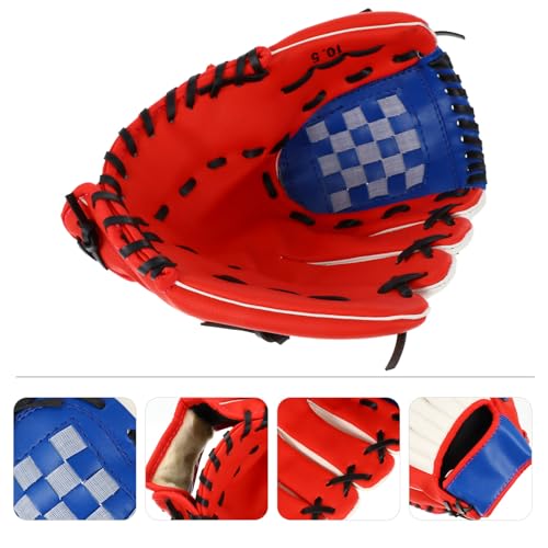 Pu Thickened 10.5-inch Baseball Glove for Infielders and Pitchers, Red Softball Mitt for Training and Game Use